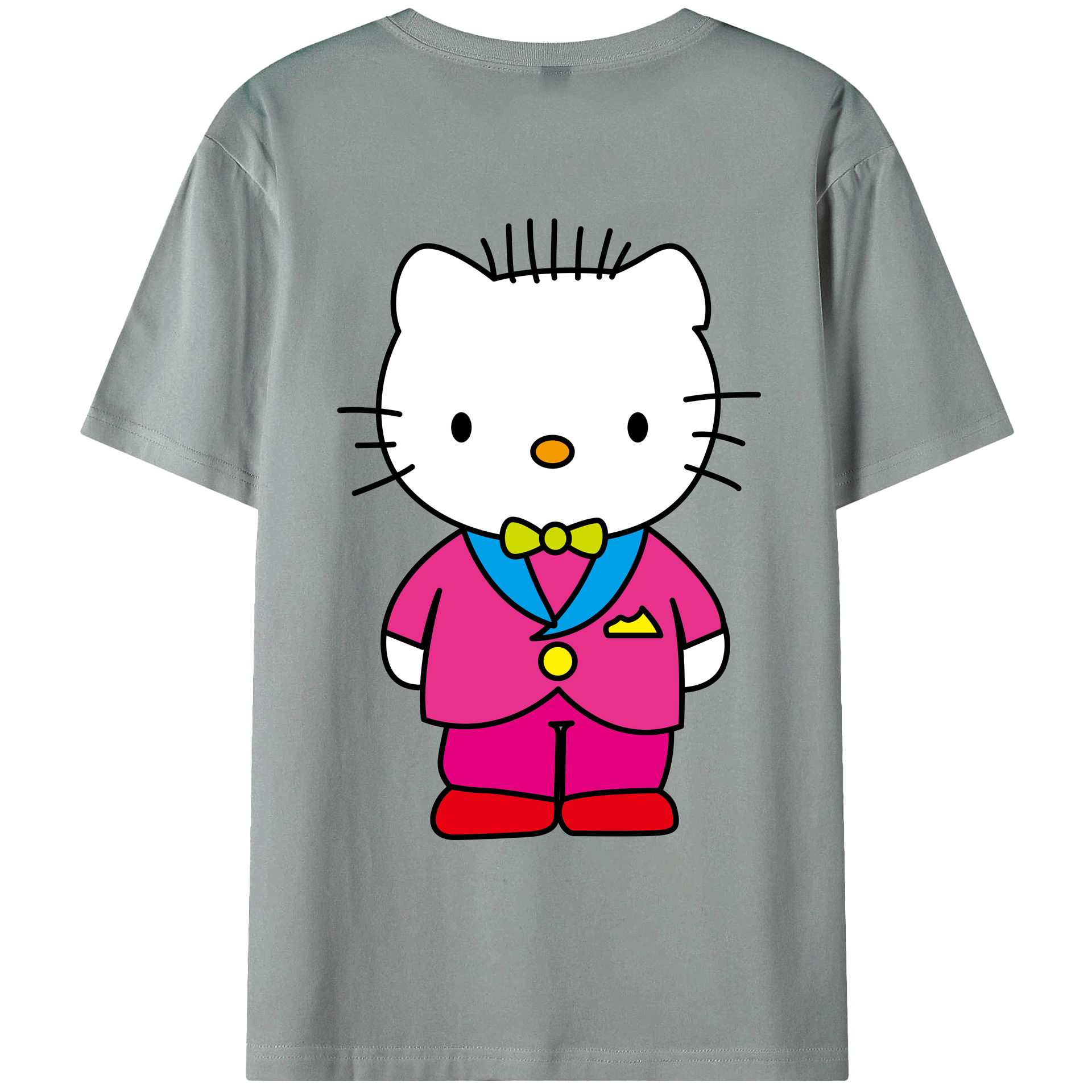 （画像用） Hello Kitty ハローキティ 綿100％ メンズ半袖Tシャツ（バックプリント） 通気性